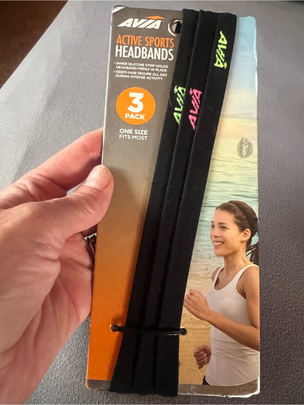 Avia 3 Black Active Sports Stretch Headbands, One Size, new with package